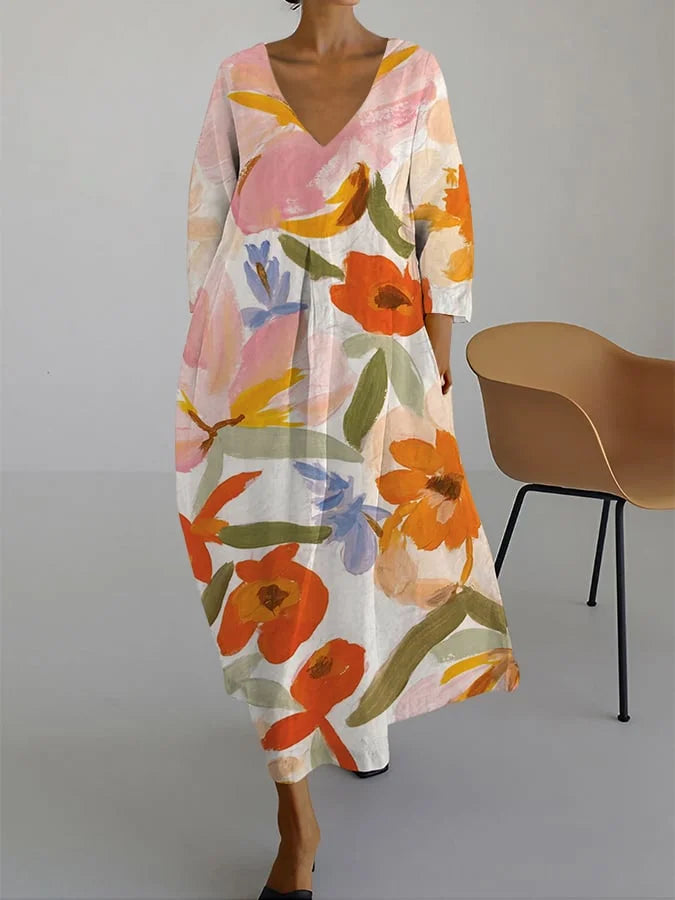 Paloma® | VESTIDO DE IMPRESIÓN FLORAL CON ESCOTE EN V