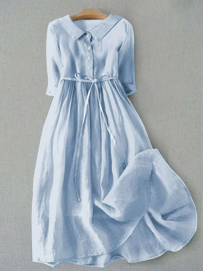 Basilia® | Vestido Elegante de Manga Corta con Cintas en la Cintura
