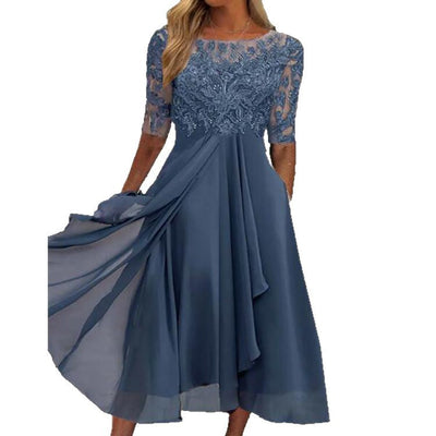 Elvira® | Vestido de Noche Cortado de Chifón y Encaje