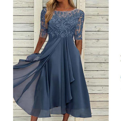 Elvira® | Vestido de Noche Cortado de Chifón y Encaje