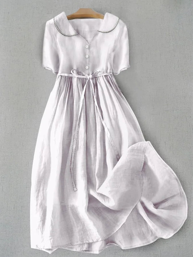 Cristiana® | Elegante vestido midi de algodón y lino