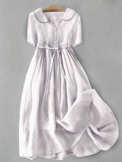 Cristiana® | Elegante vestido midi de algodón y lino